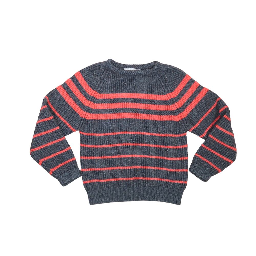 Vintage 90s Loft & Brownstone grey and red stripe wool blend knit sweater Men L